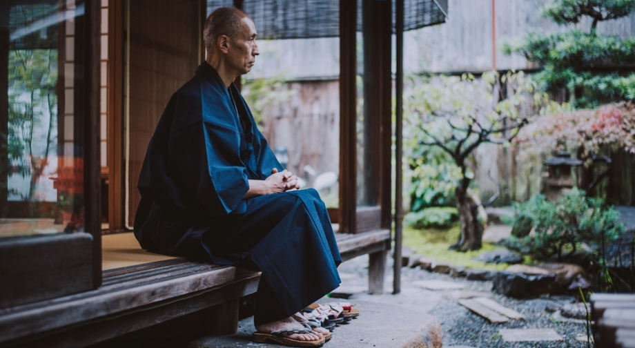 Japanese monk meditating