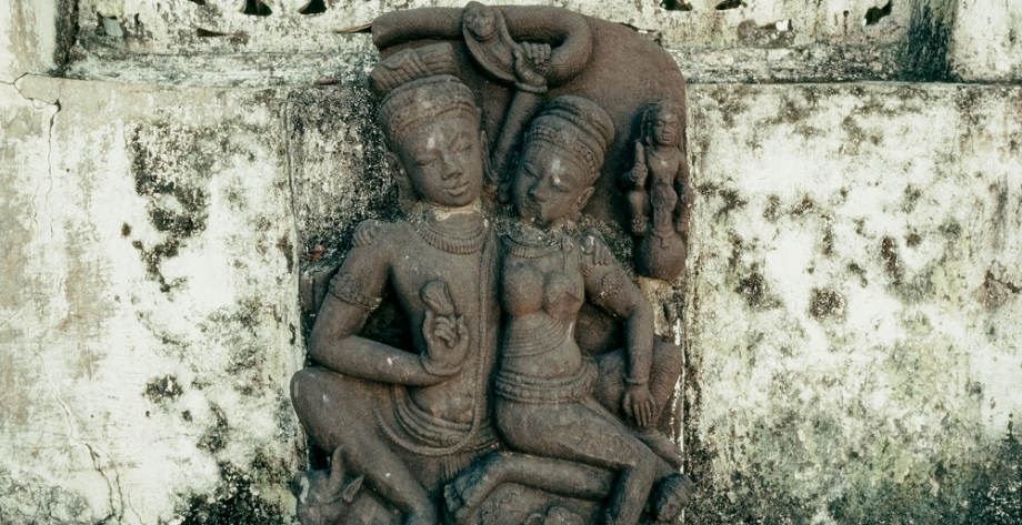 Statue with Tantric depictions