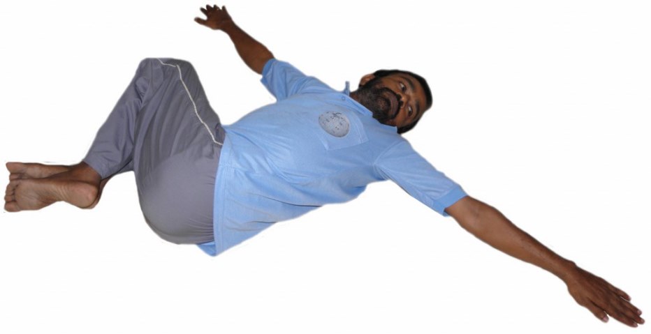 Waist rotating yogic pose