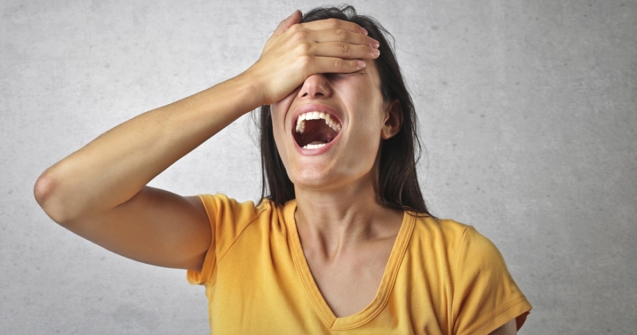 Woman screaming because of emotional release