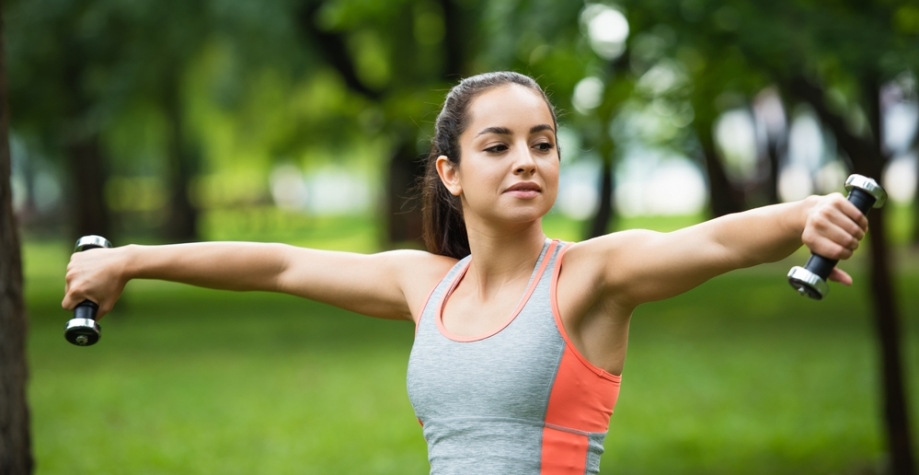 Woman exercising outdoors