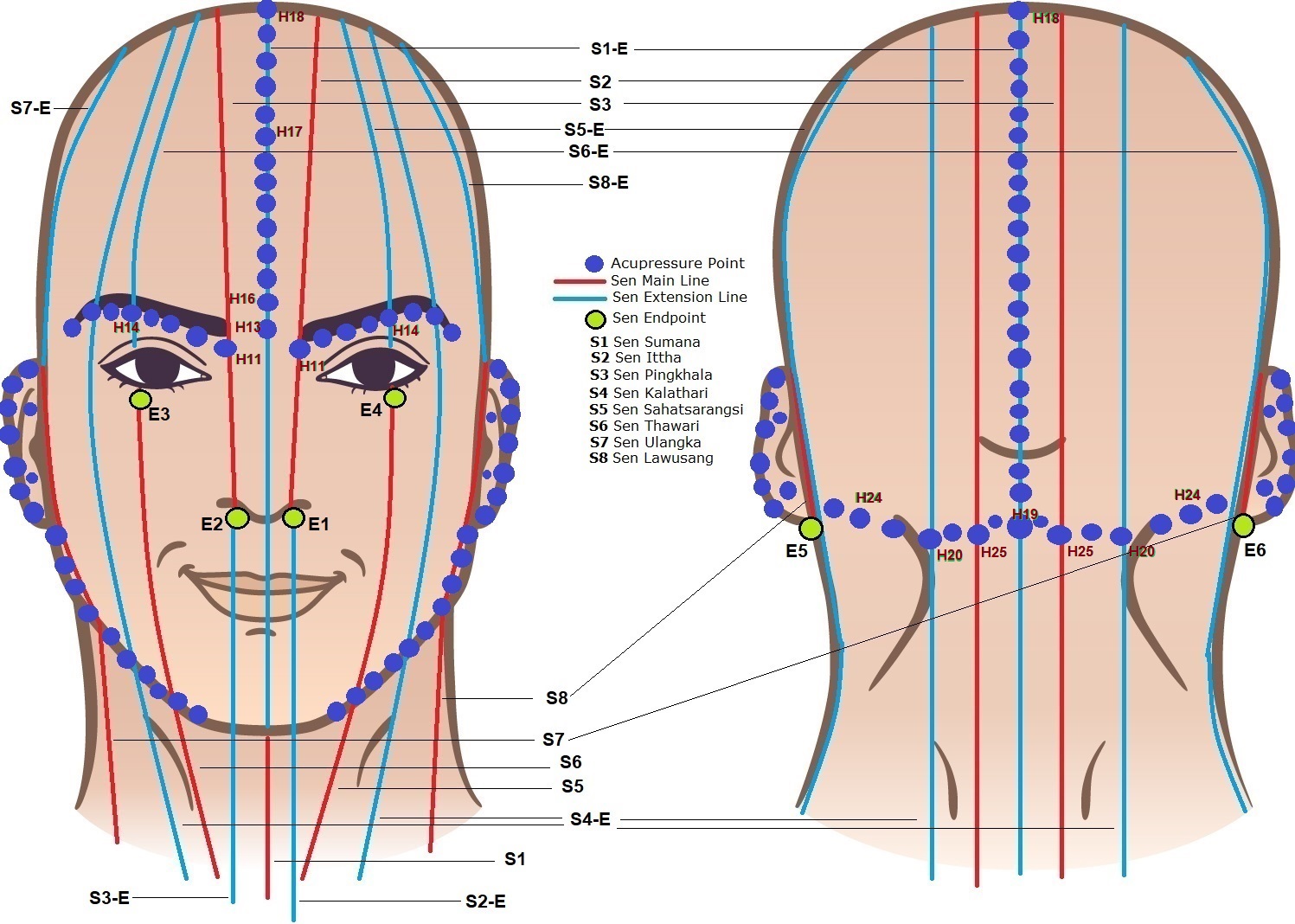 Extra Thai Acupressure Points for the Facial and Cranial Area