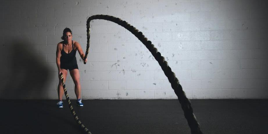 Woman with fitness rope