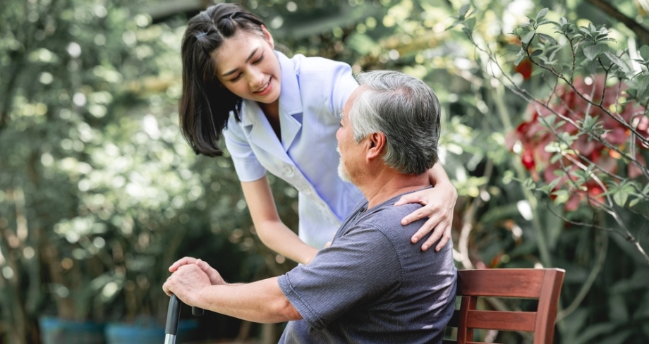 Thai care for elderly man